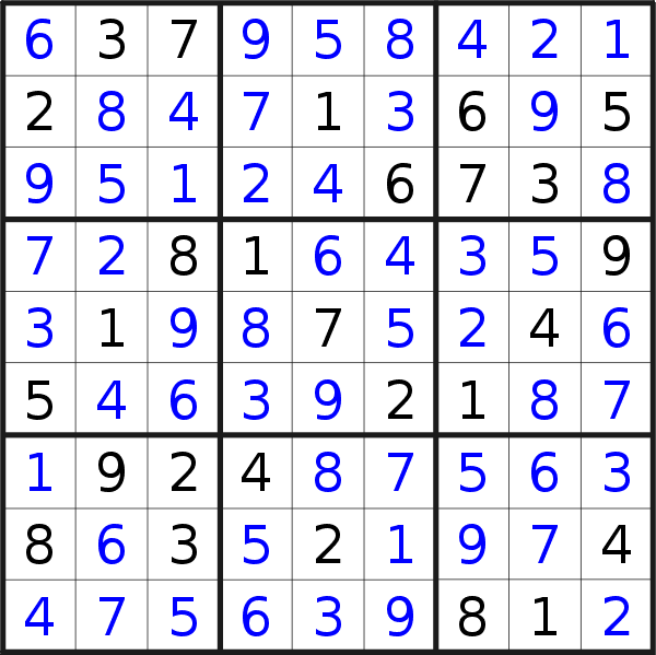 Sudoku solution for puzzle published on Monday, 28th of November 2022