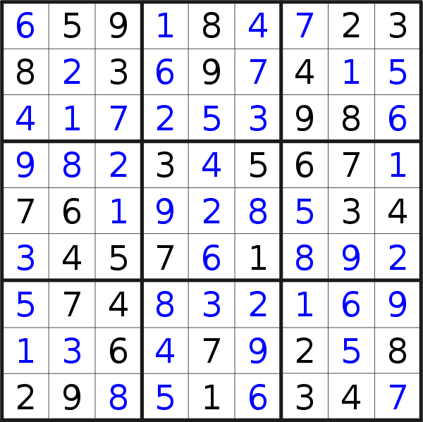Sudoku solution for puzzle published on Wednesday, 30th of November 2022