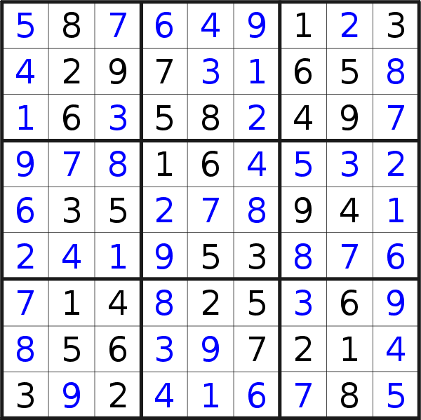 Sudoku solution for puzzle published on Friday, 2nd of December 2022