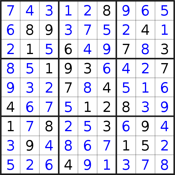 Sudoku solution for puzzle published on Saturday, 3rd of December 2022