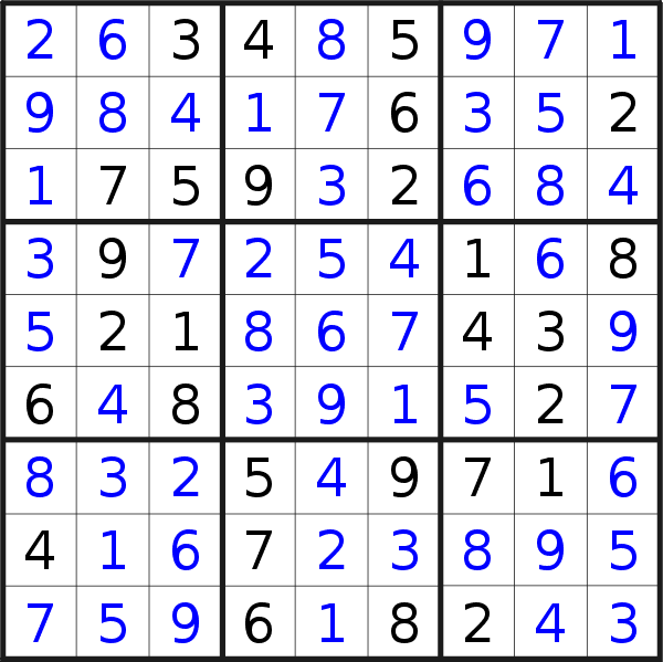 Sudoku solution for puzzle published on Tuesday, 6th of December 2022