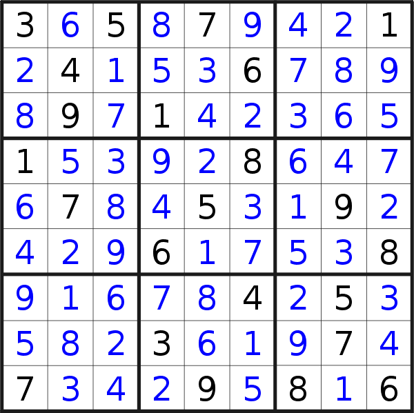 Sudoku solution for puzzle published on Wednesday, 7th of December 2022