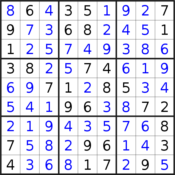 Sudoku solution for puzzle published on Thursday, 8th of December 2022