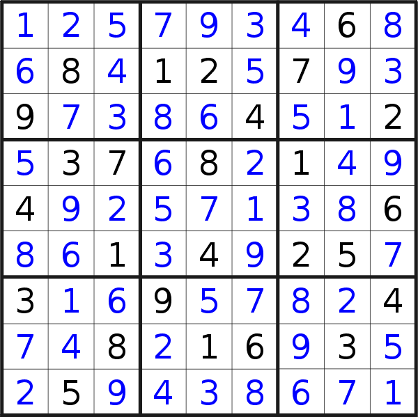 Sudoku solution for puzzle published on Sunday, 11th of December 2022