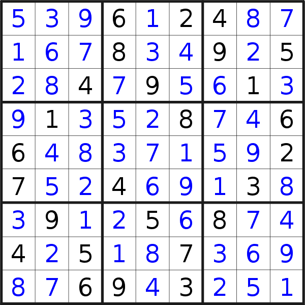 Sudoku solution for puzzle published on Thursday, 15th of December 2022