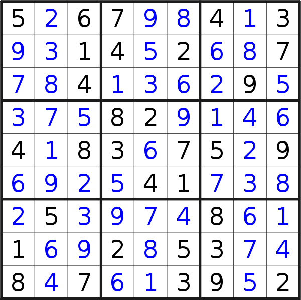Sudoku solution for puzzle published on Friday, 16th of December 2022