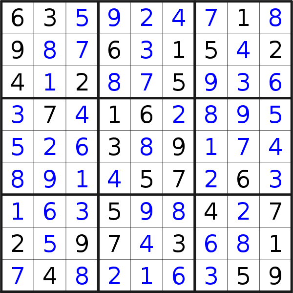Sudoku solution for puzzle published on Saturday, 17th of December 2022