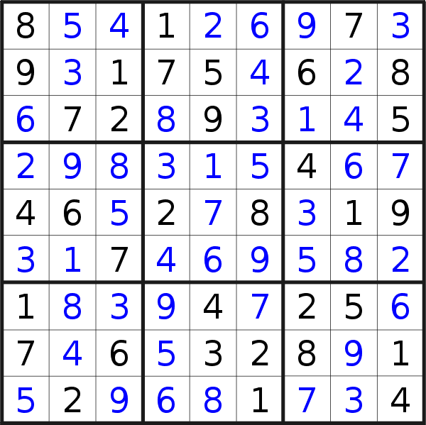 Sudoku solution for puzzle published on Wednesday, 21st of December 2022