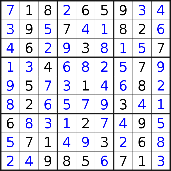 Sudoku solution for puzzle published on Sunday, 25th of December 2022