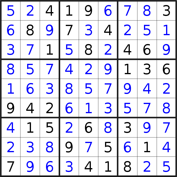 Sudoku solution for puzzle published on Wednesday, 28th of December 2022