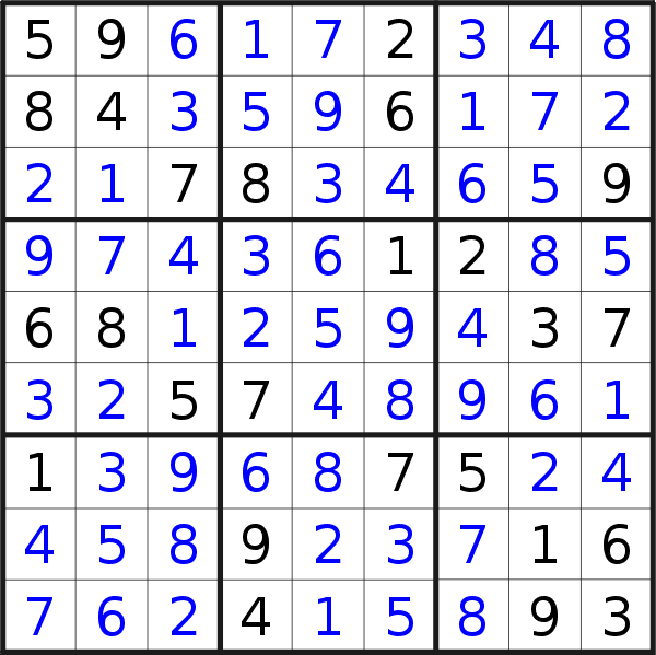 Sudoku solution for puzzle published on Thursday, 29th of December 2022