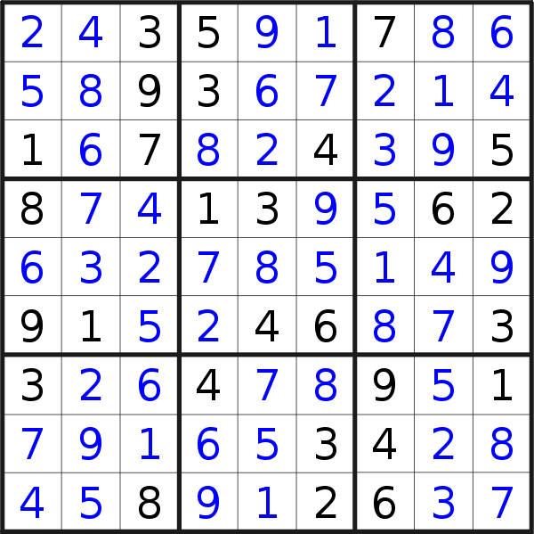 Sudoku solution for puzzle published on Sunday, 8th of January 2023