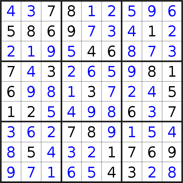 Sudoku solution for puzzle published on Monday, 16th of January 2023
