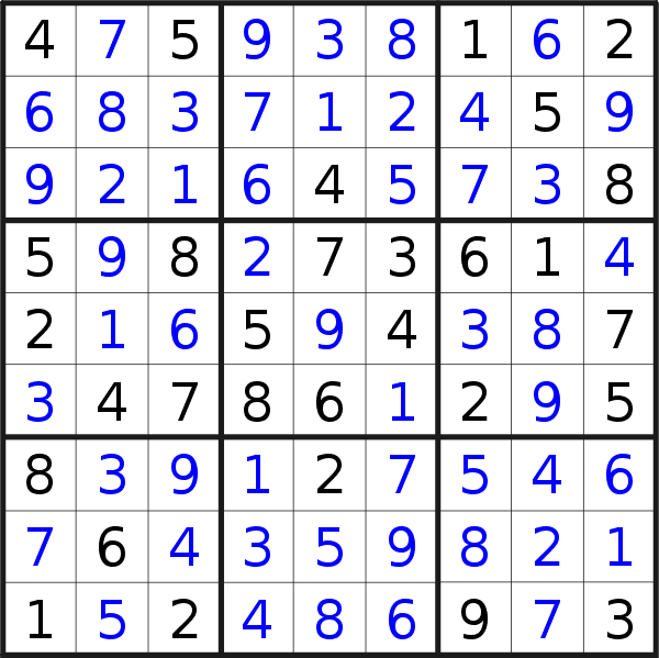 Sudoku solution for puzzle published on Tuesday, 17th of January 2023