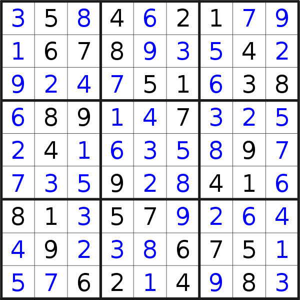 Sudoku solution for puzzle published on Saturday, 21st of January 2023