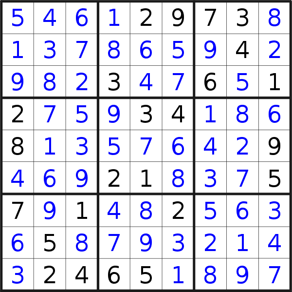 Sudoku solution for puzzle published on Monday, 23rd of January 2023