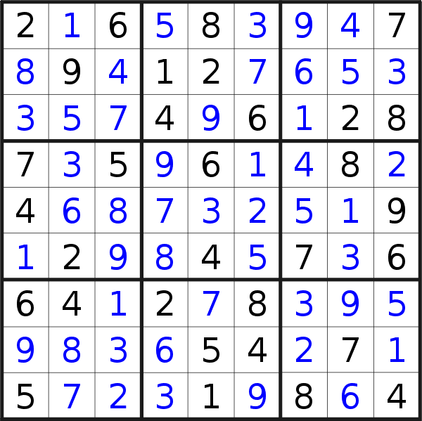Sudoku solution for puzzle published on Wednesday, 25th of January 2023