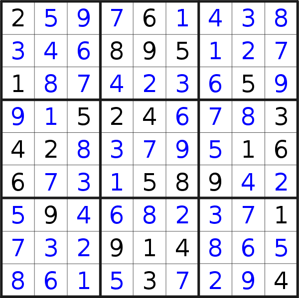 Sudoku solution for puzzle published on Thursday, 26th of January 2023