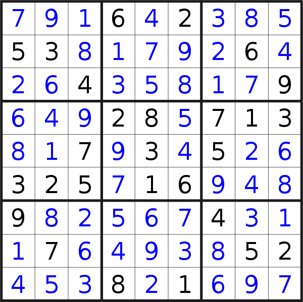 Sudoku solution for puzzle published on Friday, 27th of January 2023