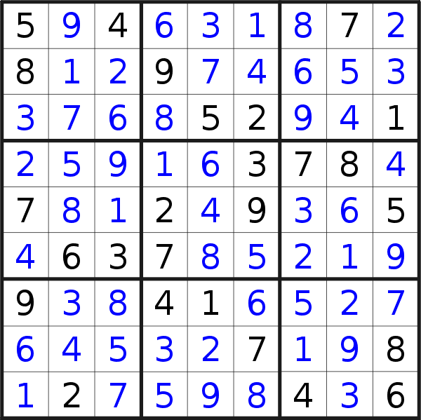 Sudoku solution for puzzle published on Sunday, 5th of February 2023