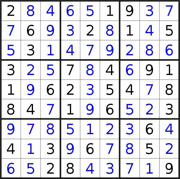 Sudoku solution for puzzle published on Monday, 6th of February 2023