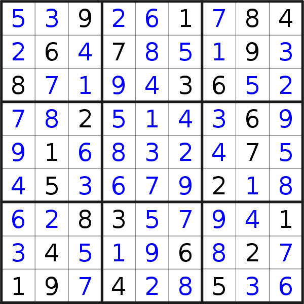 Sudoku solution for puzzle published on Tuesday, 7th of February 2023