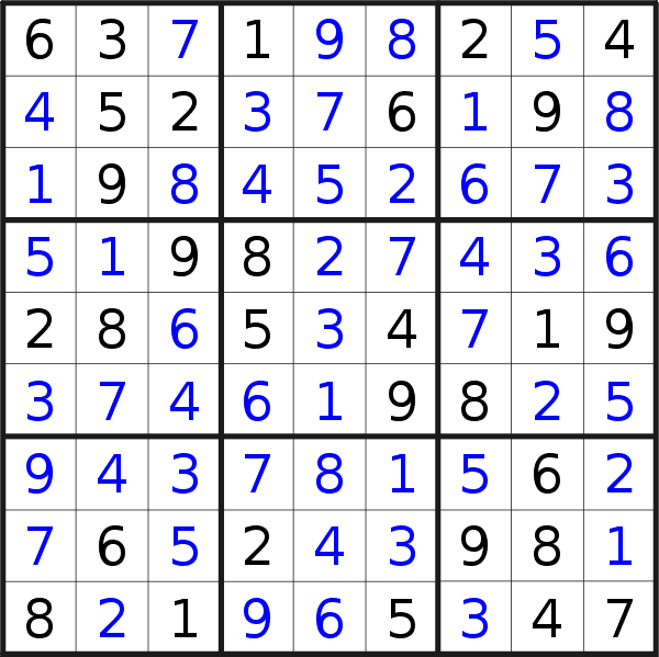 Sudoku solution for puzzle published on Wednesday, 8th of February 2023