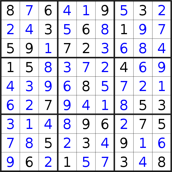 Sudoku solution for puzzle published on Friday, 10th of February 2023