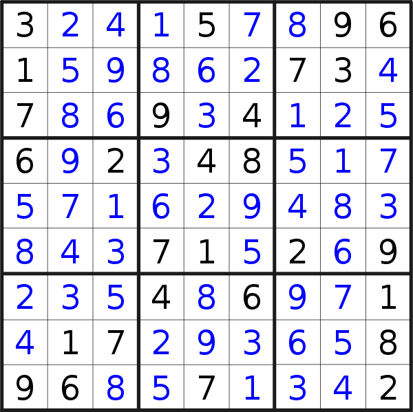 Sudoku solution for puzzle published on Sunday, 12th of February 2023