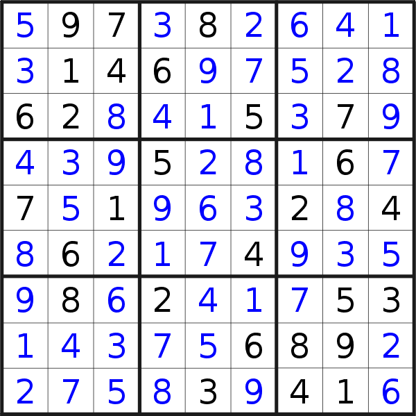 Sudoku solution for puzzle published on Tuesday, 14th of February 2023