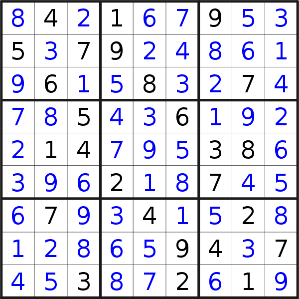 Sudoku solution for puzzle published on Wednesday, 15th of February 2023