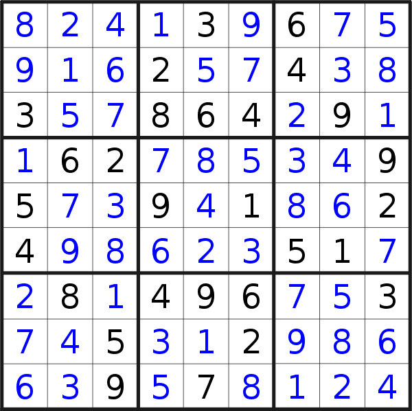 Sudoku solution for puzzle published on Thursday, 16th of February 2023