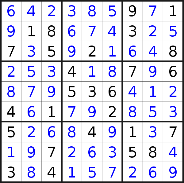 Sudoku solution for puzzle published on Friday, 17th of February 2023