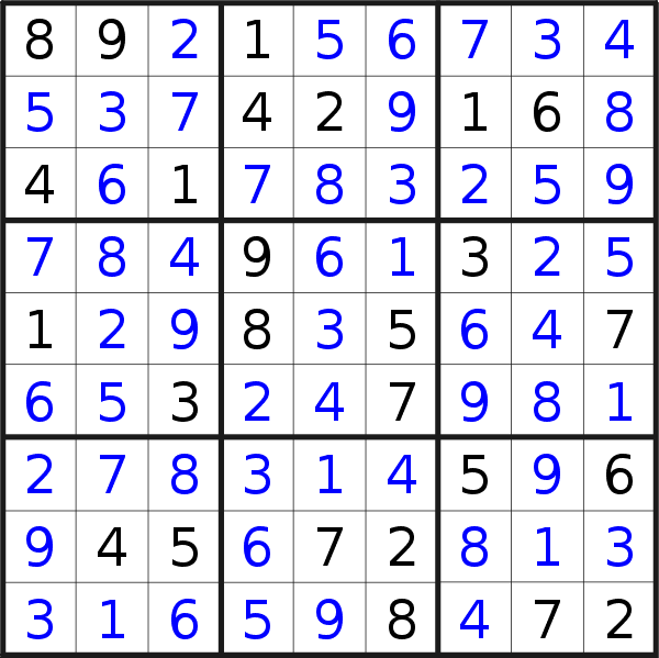 Sudoku solution for puzzle published on Tuesday, 21st of February 2023