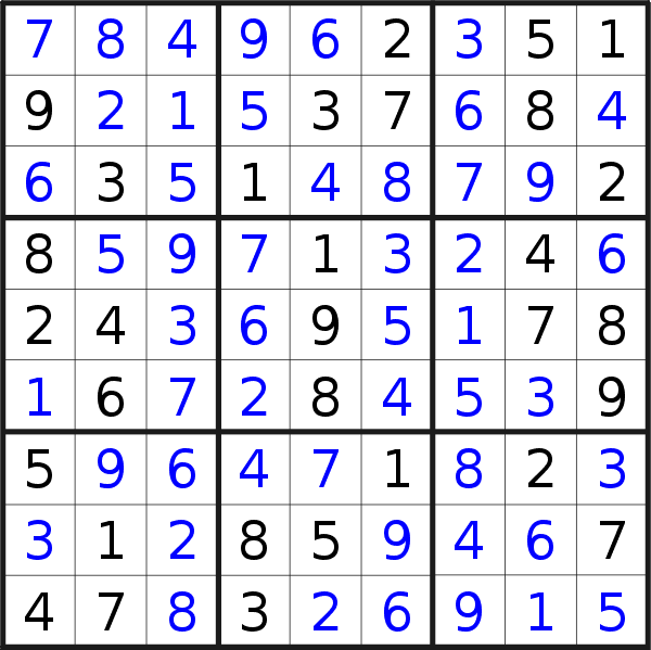 Sudoku solution for puzzle published on Wednesday, 22nd of February 2023