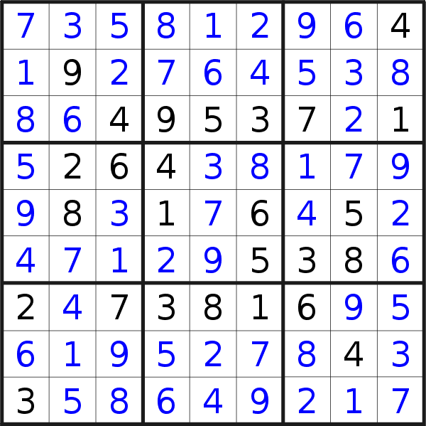 Sudoku solution for puzzle published on Friday, 24th of February 2023