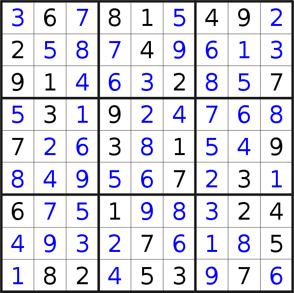 Sudoku solution for puzzle published on Sunday, 26th of February 2023