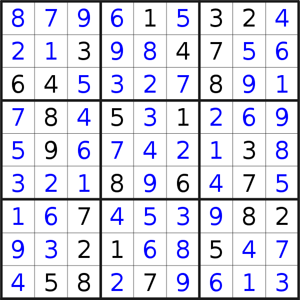 Sudoku solution for puzzle published on Friday, 3rd of March 2023