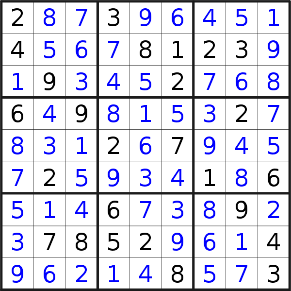 Sudoku solution for puzzle published on Monday, 6th of March 2023