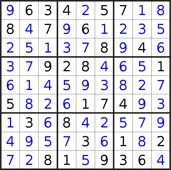 Sudoku solution for puzzle published on Wednesday, 8th of March 2023