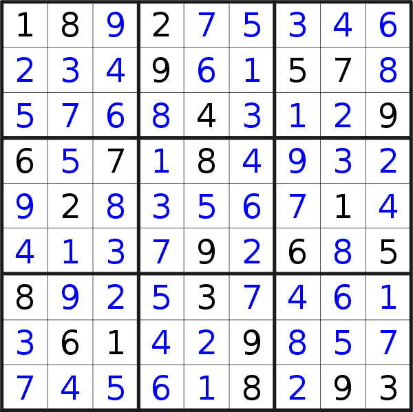Sudoku solution for puzzle published on Thursday, 9th of March 2023