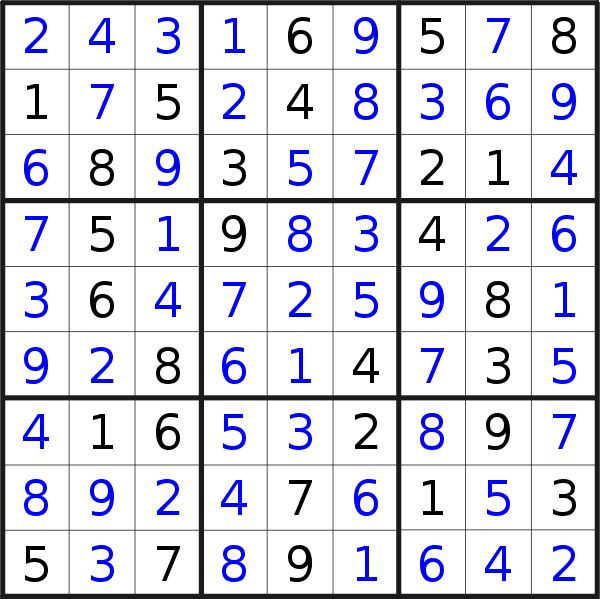 Sudoku solution for puzzle published on Saturday, 11th of March 2023