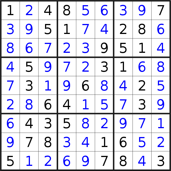Sudoku solution for puzzle published on Tuesday, 14th of March 2023