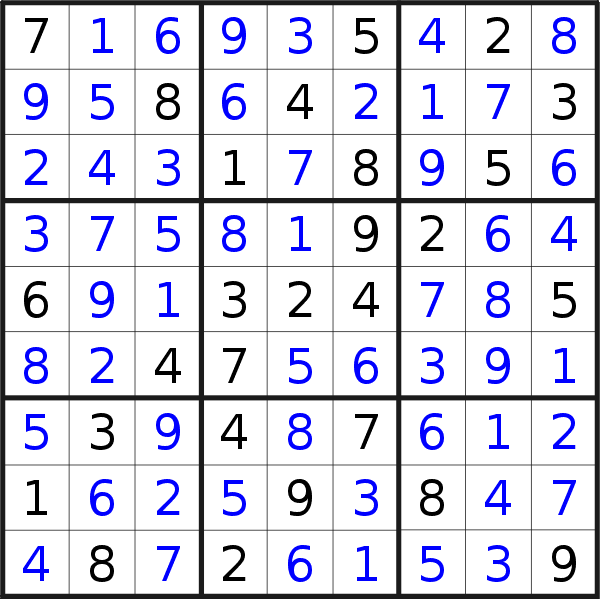 Sudoku solution for puzzle published on Friday, 17th of March 2023