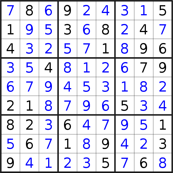 Sudoku solution for puzzle published on Saturday, 18th of March 2023