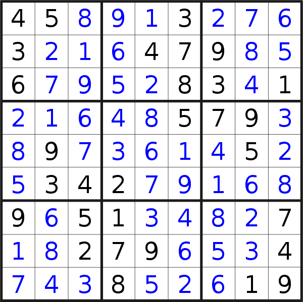 Sudoku solution for puzzle published on Monday, 20th of March 2023