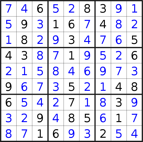 Sudoku solution for puzzle published on Tuesday, 21st of March 2023