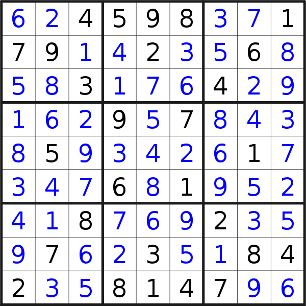 Sudoku solution for puzzle published on Wednesday, 22nd of March 2023