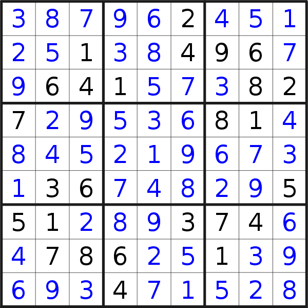 Sudoku solution for puzzle published on Friday, 24th of March 2023