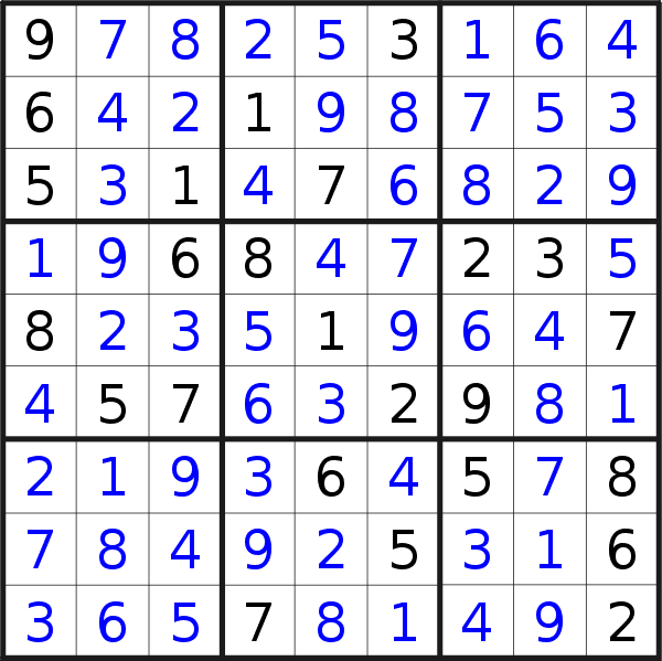 Sudoku solution for puzzle published on Wednesday, 29th of March 2023